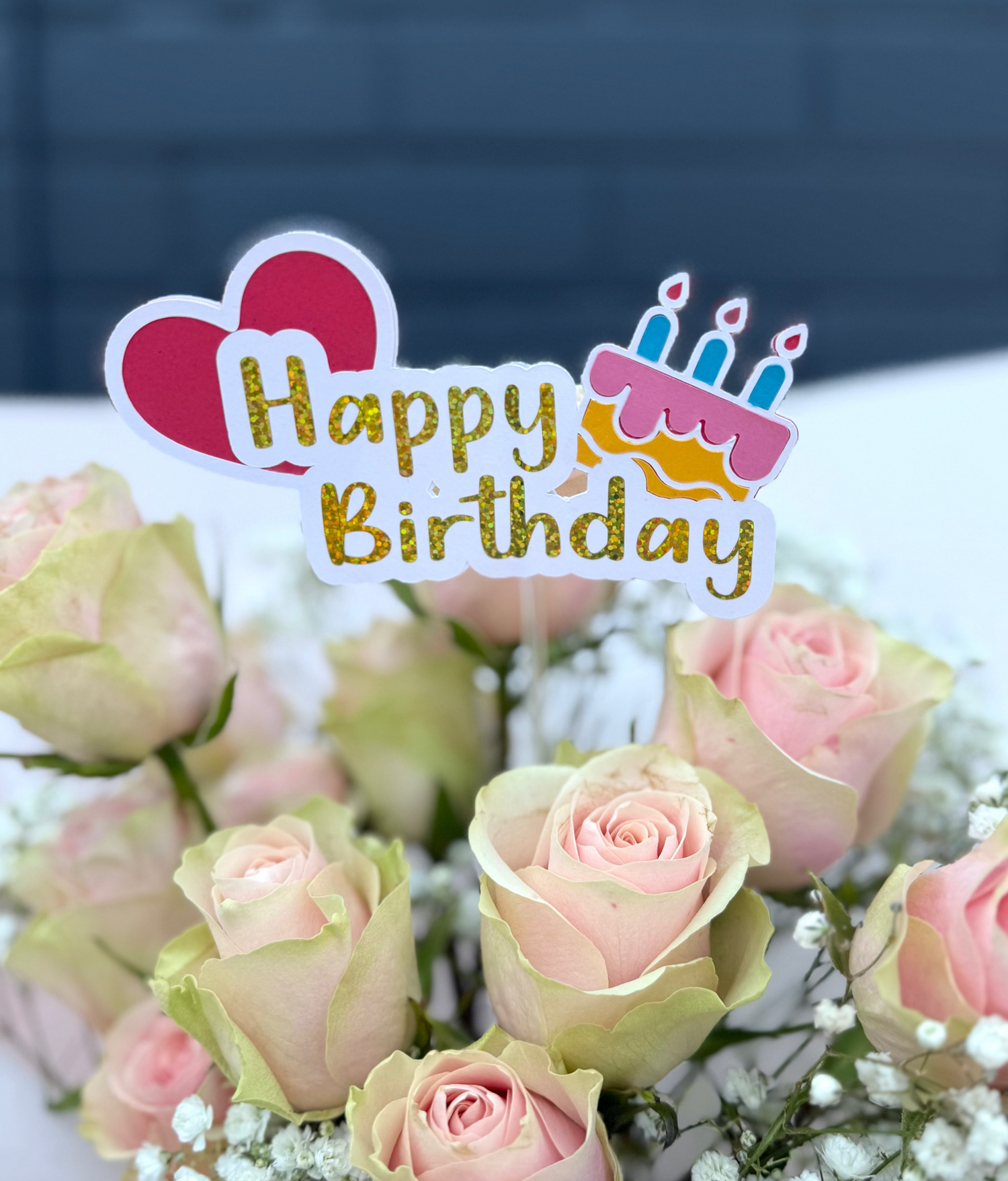 Happy Birthday Flower Topper